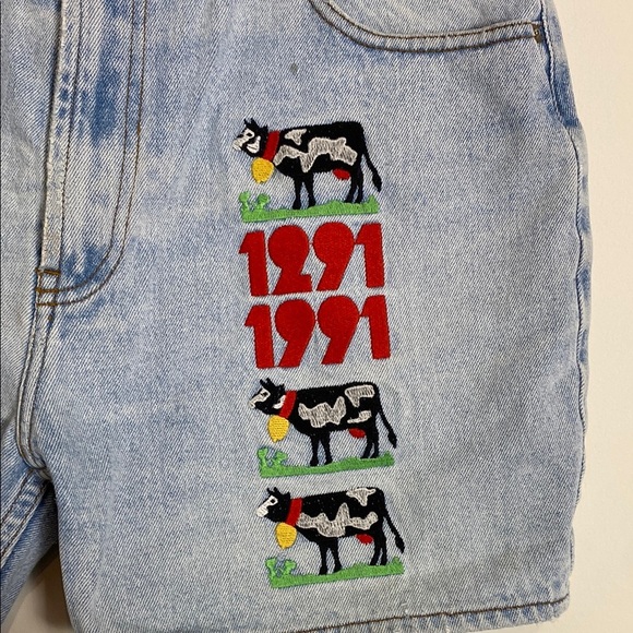 Vintage Michel Jordi Denim Short Swith Ethno Fever Vintage Embroidered 40 XL - Picture 2 of 10